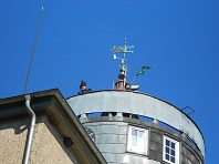 The victors' stander flies on the tower
